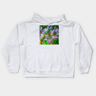 Vibrant green and purple leaves Kids Hoodie